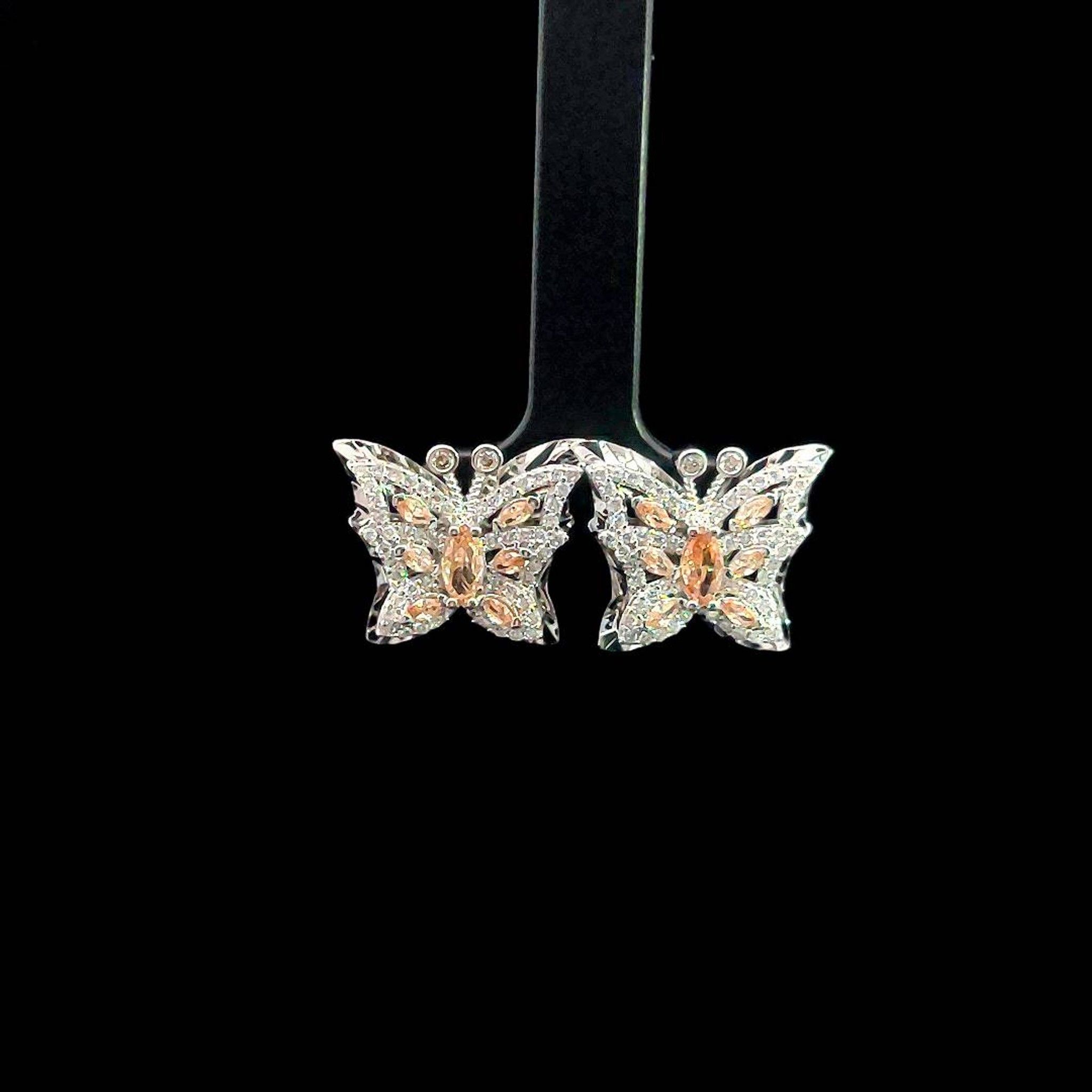 B1585 Bông tai nữ butterfly đính đá CZ cao cấp sáng lấp lánh -TẶNG KÈM HỘP Women Hoa Tai