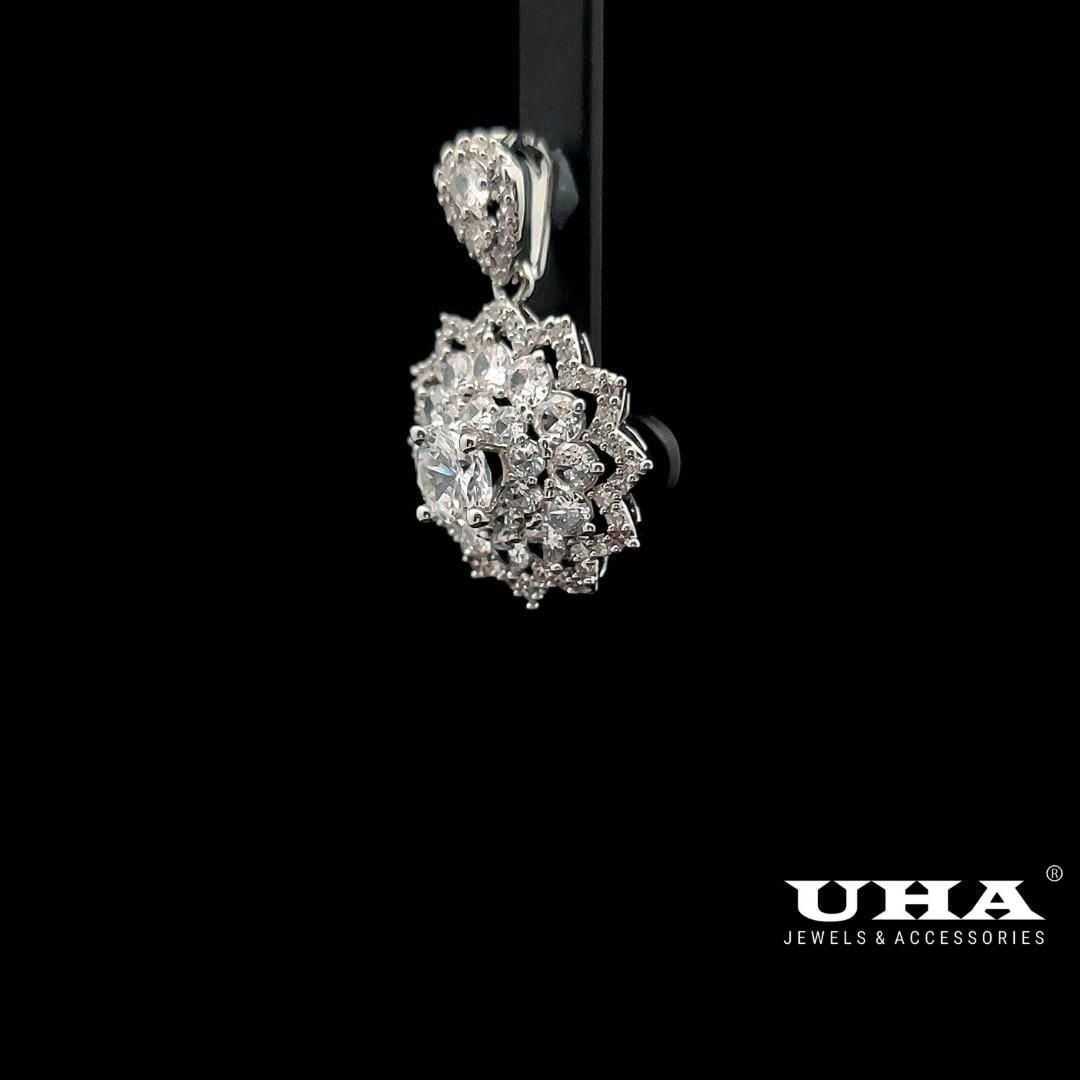 M1598 Mặt VÀ dây chuyền nữ đính đá bagutte CZ cao cấp sáng lấp lánh UHA Women