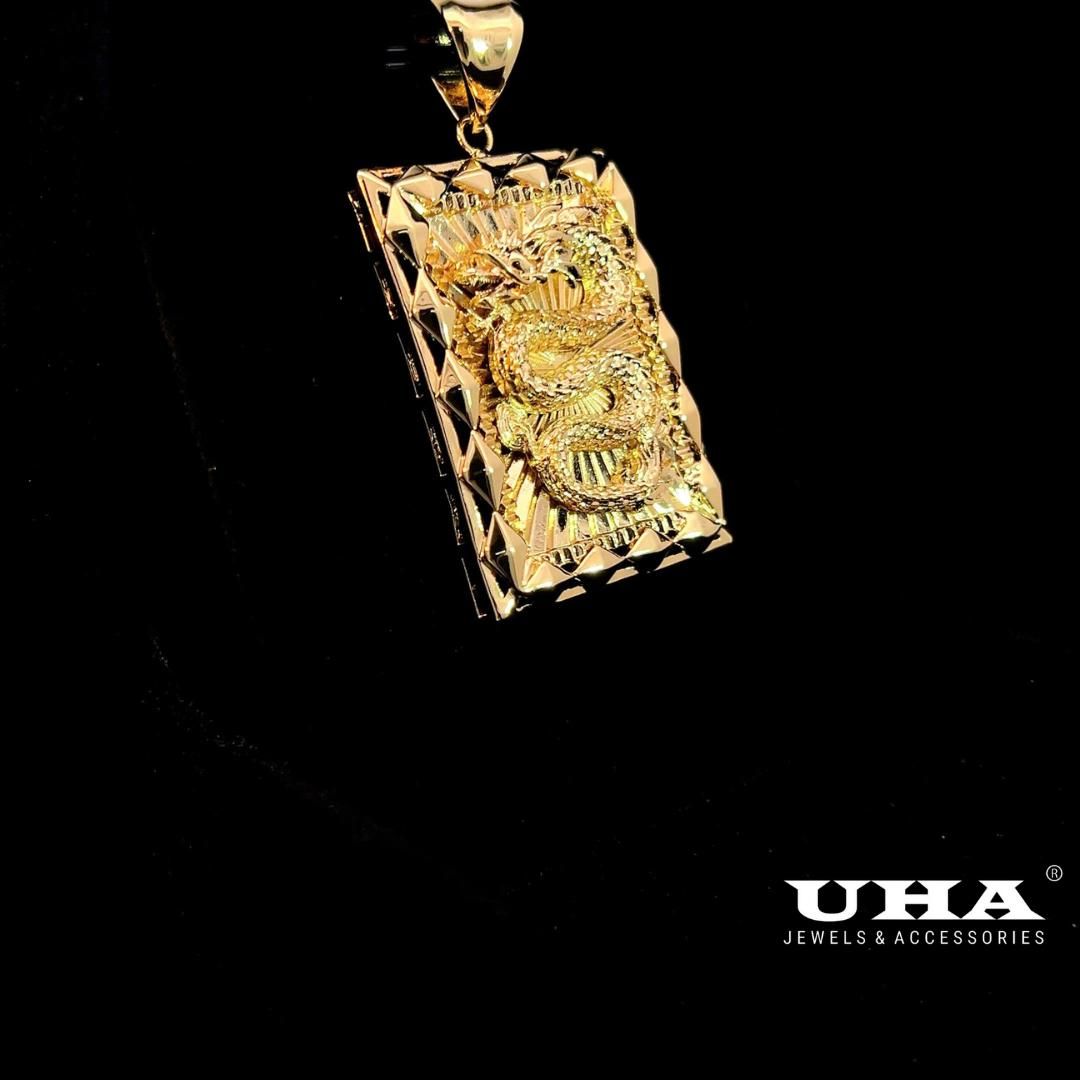 M1672 Mặt và dây chuyền nam đính  rồng chạm khắc tinh tế sang trọng UHA