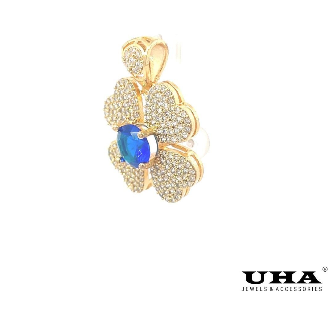 M357 Mặt và Dây chuyền nữ thiết kế bông hoa nhụy xanh sang trọng cao cấp UHA Voi Charm