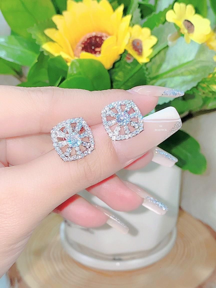 B1489 Bông tai vuông 89 đính đá baguette sáng lấp lánh UHA Women Voi