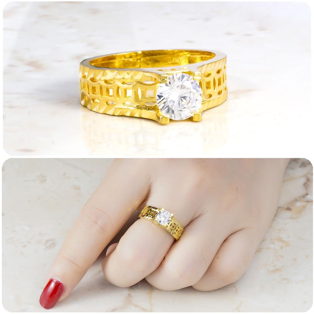 Nhẫn kim tiền đính đá UHA mạ vàng 18K N130