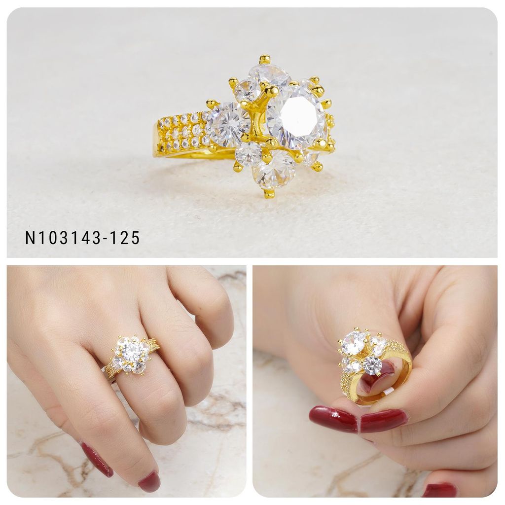 Nhẫn nữ UHA mạ vàng 18K N103143-125