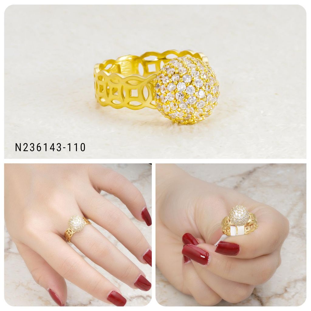 Nhẫn kim tiền UHA mạ vàng 18K N236143-110