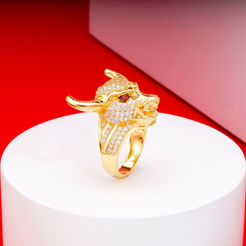 Nhẫn Trâu Vàng UHA Mạ Vàng 18K Đính Đá - N617171A