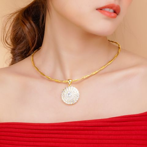 Mặt Dây Chuyền Tròn Full Xoàn Mạ Vàng 18K - M947166-180