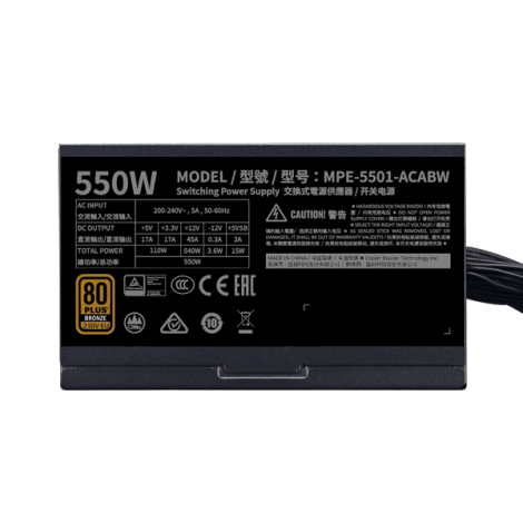 Nguồn máy tính Cooler Master MWE 550 BRONZE V2 230V
