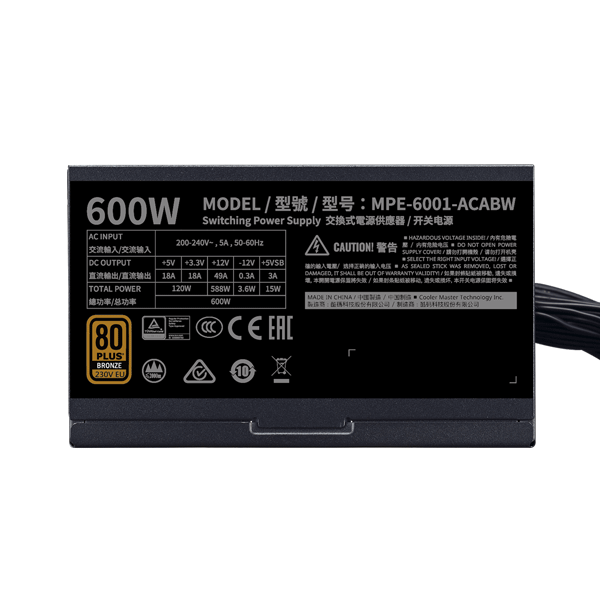 Nguồn máy tính Cooler Master MWE 600 Bronze V2 - 600W
