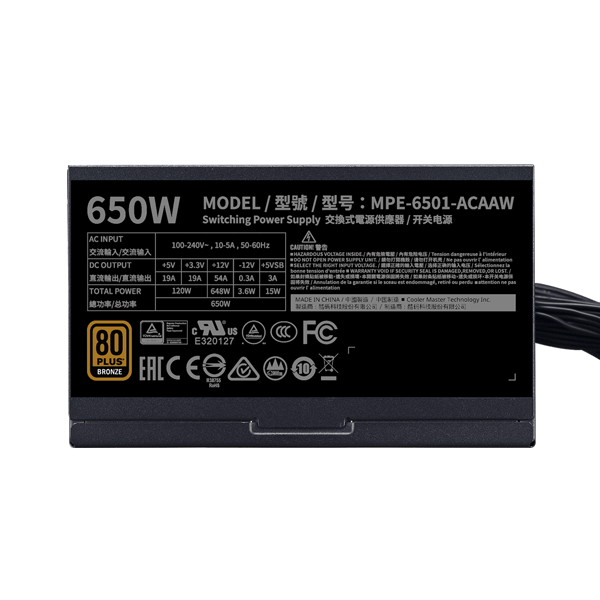 Nguồn máy tính Cooler Master MWE 650 Bronze V2 Full Range