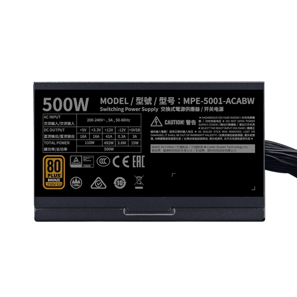 Nguồn máy tính Cooler Master MWE 500 BRONZE V2 230V