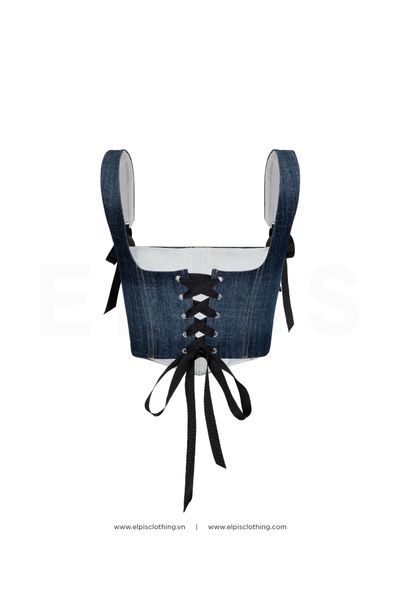 Xanh đậm ELPIS - Áo corset jeans SS23T90