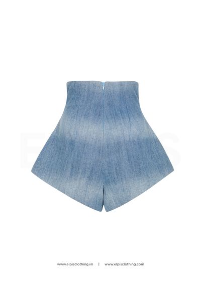 Xanh ELPIS - Shorts Jean lưng cao EL23B92