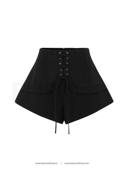 Đen ELPIS - Quần shorts lưng cao FW23B32