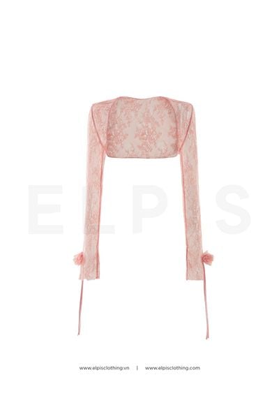 Hồng ELPIS - Áo crop khoác tay rên kết hoa thủ công FW23T75