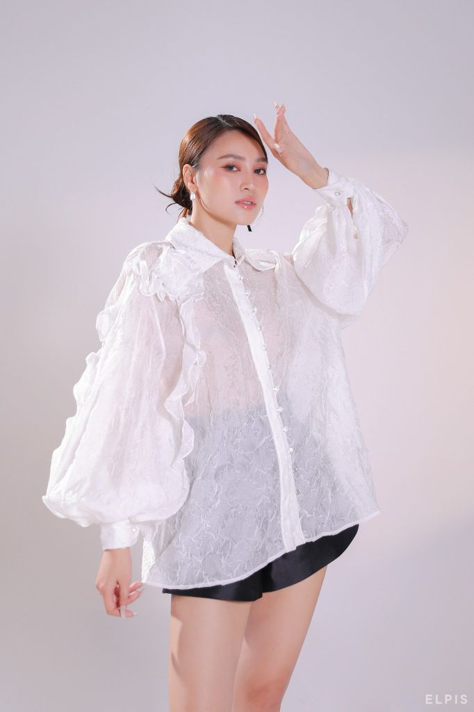 Trắng ELPIS - Áo sơmi blouse SP23T03