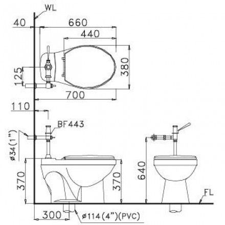 Bàn Cầu Xả Gạt Tay CAESAR CP1333/BF443