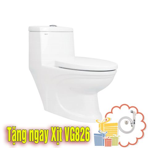 Bàn Cầu Viglacera V39 Một Khối Xả Nhấn Nắp Êm V68 Tặng Tay xịt VG826