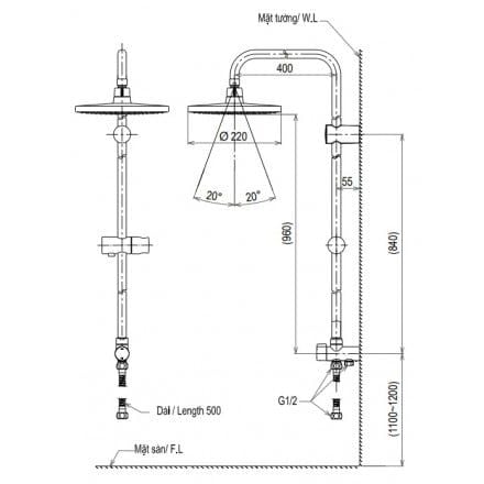 Thân Sen Cây TOTO DM907CS Tắm Đứng