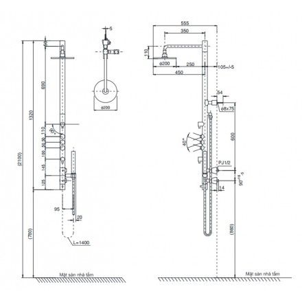 Vòi Sen Cây Nhật TOTO TMC95ECR Nhiệt Độ