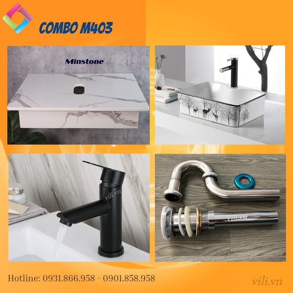 Combo Bàn Đá Lavabo M403 Trọn Bộ 4 Món