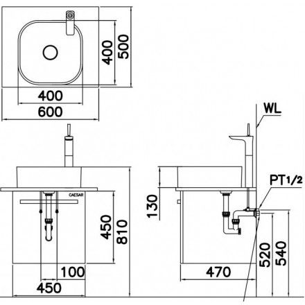 Chậu Rửa Lavabo Đặt Bàn CAESAR LF5256