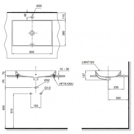 Chậu Rửa Mặt Lavabo TOTO LT4716 Đặt Bàn