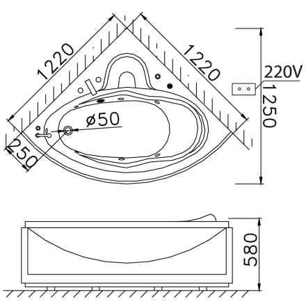 Bồn Tắm Góc Chân Yếm CAESAR AT5120