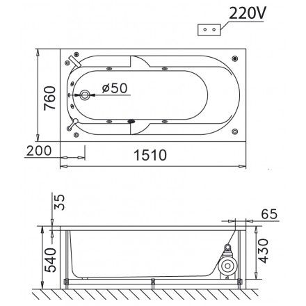 Bồn Tắm 1.5M Chân Yếm CAESAR AT0150L/R