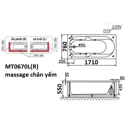 Bồn Tắm Massage 1.7M CAESAR MT0670