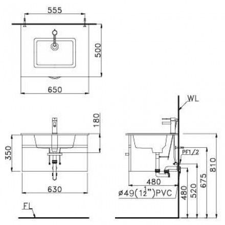 Chậu Rửa Lavabo Liền Bàn CAESAR LF5030