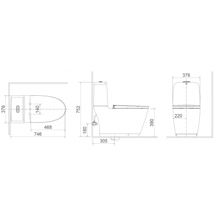 Bàn Cầu INAX AC-832VN Hai Khối Xả Nhấn Aqua Ceramic