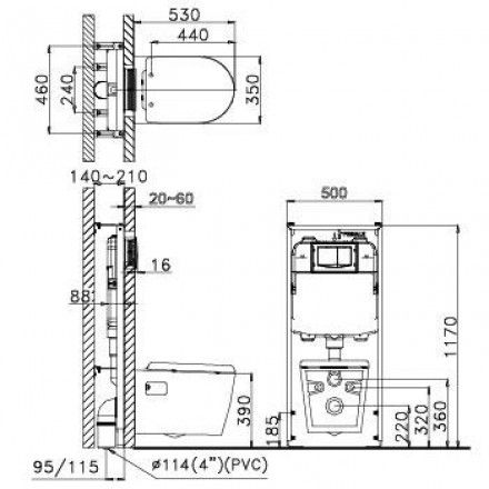 Bàn Cầu CAESAR CPT1503 Treo Tường Thùng Nước Âm