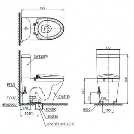 Bàn Cầu Điện Tử TOTO CS818DW7 Nắp Rửa Washlet