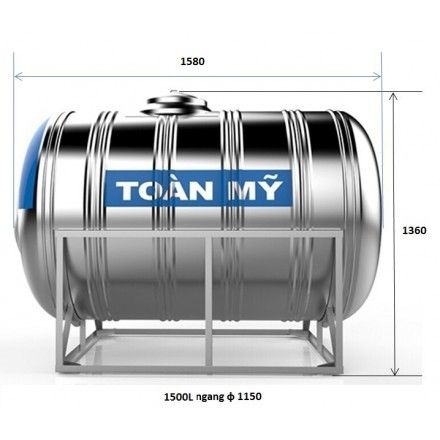 Bồn Nước Inox Toàn Mỹ 1500L Ngang SUS 304