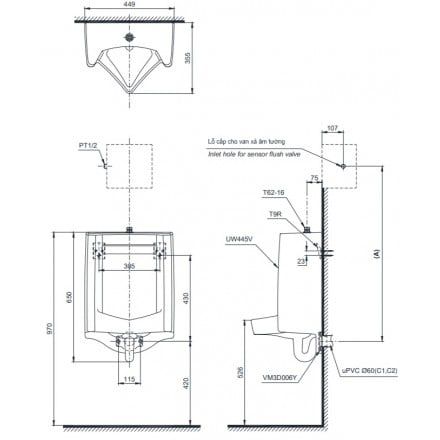 Bồn Tiểu Nam TOTO UT445 Treo Tường