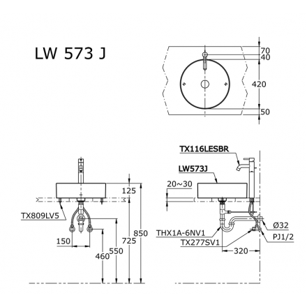 Chậu Rửa Lavabo TOTO LW573JW/F Đặt Bàn