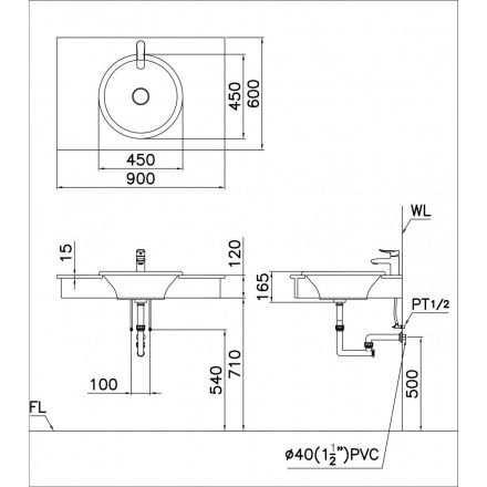 Chậu Rửa Lavabo CAESAR LF5016 Dương Vành