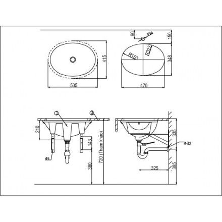 Chậu Rửa Lavabo Inax L-2293V Âm Bàn Oval