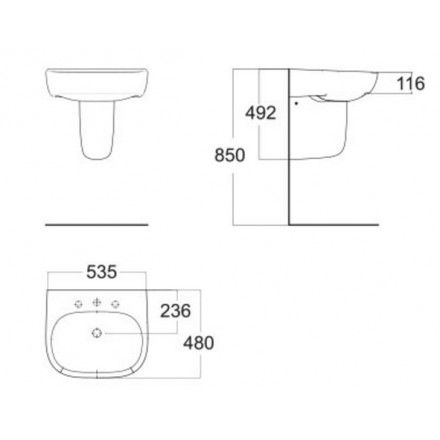 Chậu Lavabo Treo Tường American Standard Active 0955-WT/0755-WT