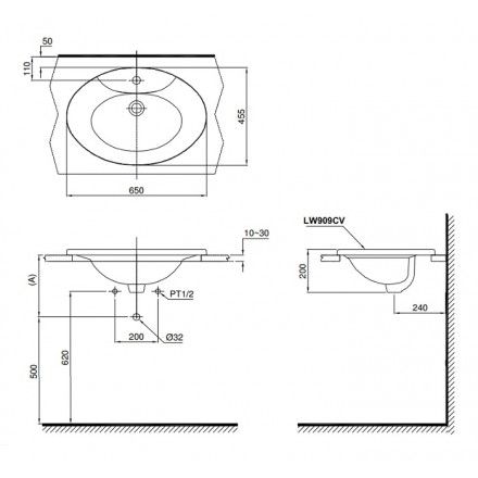 Chậu Rửa Lavabo TOTO L909C Dương Vành