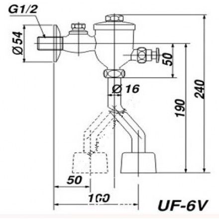 Van Xả Nhấn Bồn Tiểu Inax UF-6V (Ống Cong)