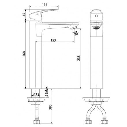 Vòi Rửa Lavabo American Standard WF-0902 Cổ Cao Nóng Lạnh