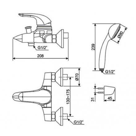 Vòi Sen Nóng Lạnh American Standard Saga WF-1511