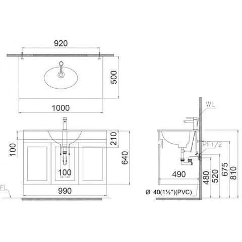 Bộ Tủ Lavabo Caesar Treo Tường LF5028/EH15028AV Màu Trắng