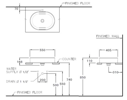 Chậu Lavabo COTTO C001017 Đặt Bàn Simply Modish