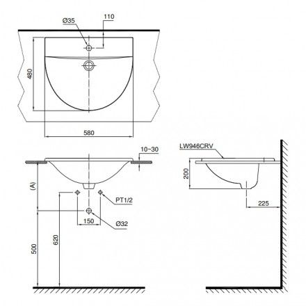 Chậu Rửa Lavabo TOTO L946CR Dương Vành