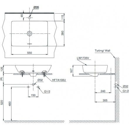 Chậu rửa lavabo TOTO LT1735 đặt bàn