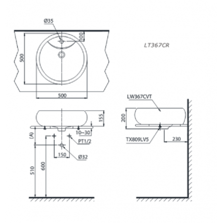 Chậu Lavabo TOTO LT367CR Đặt Bàn