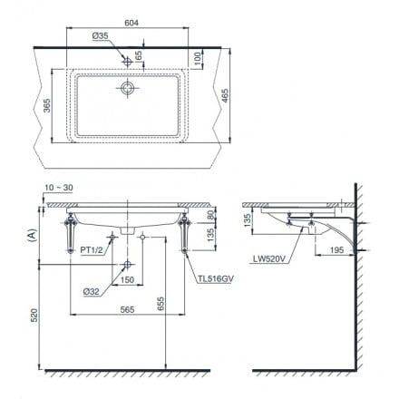 Chậu Lavabo TOTO LT520T Âm Bàn