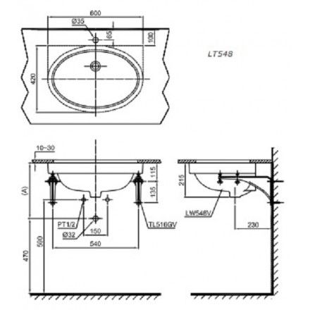 Chậu Lavabo TOTO LT548 Âm Bàn